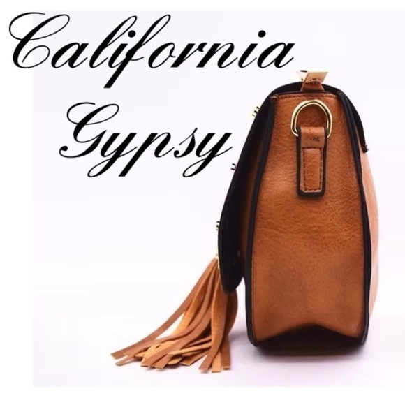 Boho Vintage tooled tassel Concho Bag - Picture 3 of 9